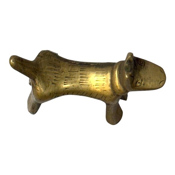 Vintage Brass Dog Figurine Terrier Miniature Accent Mid-Century Animal Sculpture - Picture 7 of 7